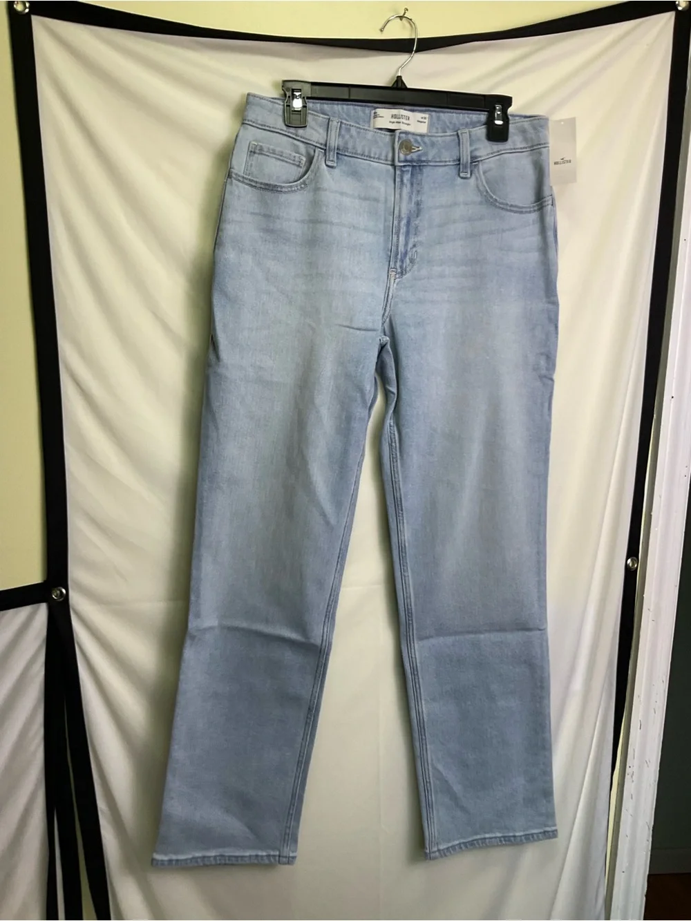 Hollister Light Blue High-Rise Straight Jeans